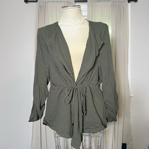 torrid Tops - Torrid Womens Size 3 Army Green Pockets Lined Long Sleeve Plus Size Top Layer